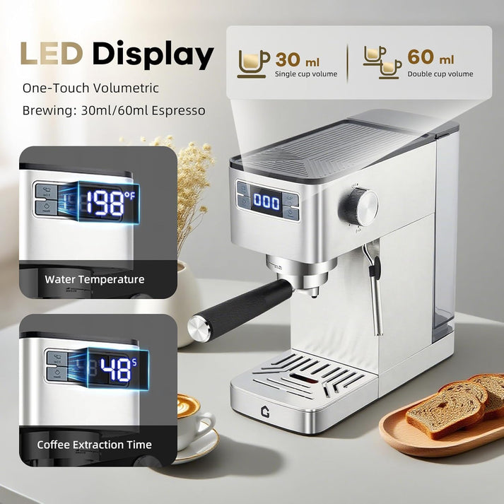 Cafetera Garvee con pantalla LED y control de temperatura